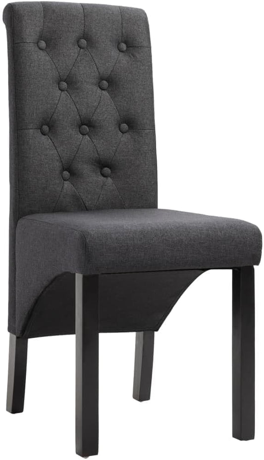 Dark Gray Fabric Dining Chairs Set of 2 with Rubberwood Legs Modern Ergonomic Comfort for Kitchen Dining Room Indoor Furniture