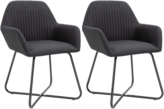 Black Dining Chair Set of 2 Modern Accent Seats with Powder-Coated Steel Frame 9.4 x 9.4 x 13 in No-Assembly Comfortable Upholstered Fabric for Kitchen Dining or Living Room