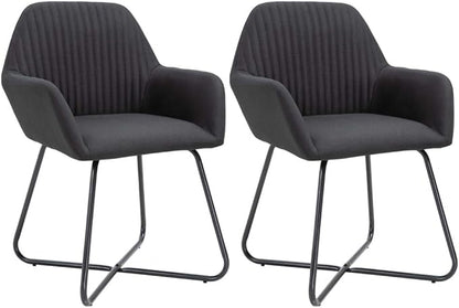 Black Dining Chair Set of 2 Modern Accent Seats with Powder-Coated Steel Frame 9.4 x 9.4 x 13 in No-Assembly Comfortable Upholstered Fabric for Kitchen Dining or Living Room