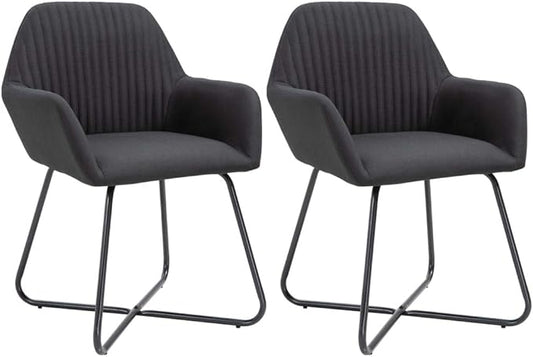 Black Dining Chair Set of 2 Modern Accent Seats with Powder-Coated Steel Frame 9.4 x 9.4 x 13 in No-Assembly Comfortable Upholstered Fabric for Kitchen Dining or Living Room