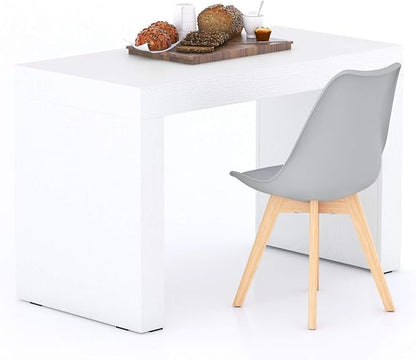 Mobili Fiver, Evolution Dining Table 47.2 x 23.6 in, Ashwood White with Two Legs, Made in Italy