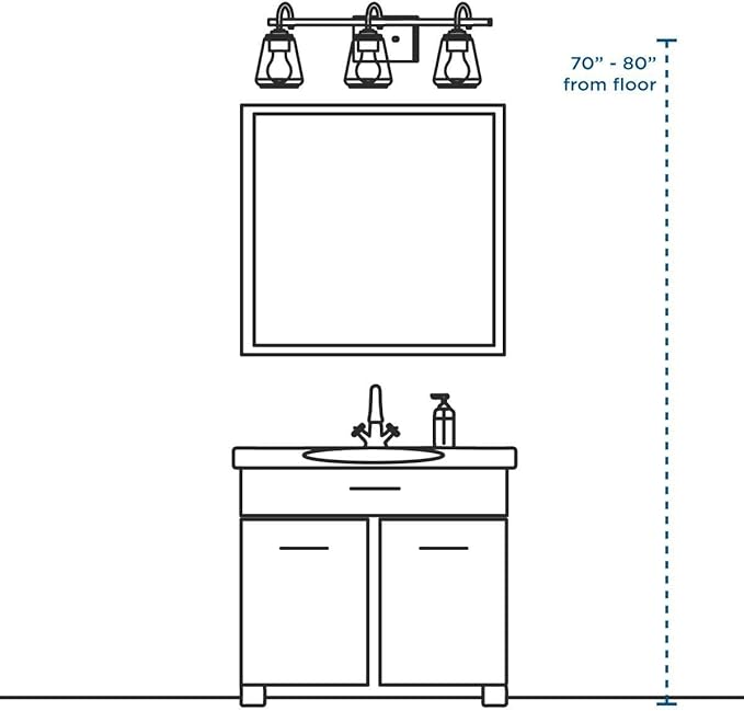 Progress Lighting P300047-009 Calhoun Collection Clear Glass Farmhouse Bath Vanity Light, 3-Light, Brushed Nickel