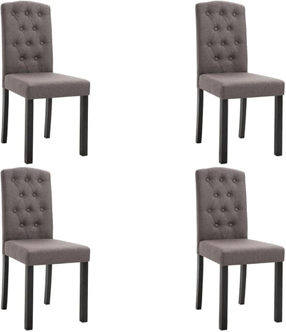 Set of 4 Taupe Fabric Dining Chairs with Rubber Wood Frame 8 x 6.5 x 14.7 in Ergonomic Modern Farmhouse Seating for Kitchen Dining Room Living Room
