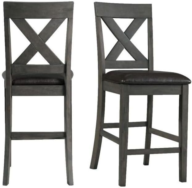 HomeStock Counter Height Chairs Set - Gray Side Chairs for Kitchen Island - Modern Dining Room Seating