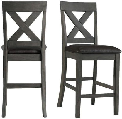 HomeStock Counter Height Chairs Set - Gray Side Chairs for Kitchen Island - Modern Dining Room Seating