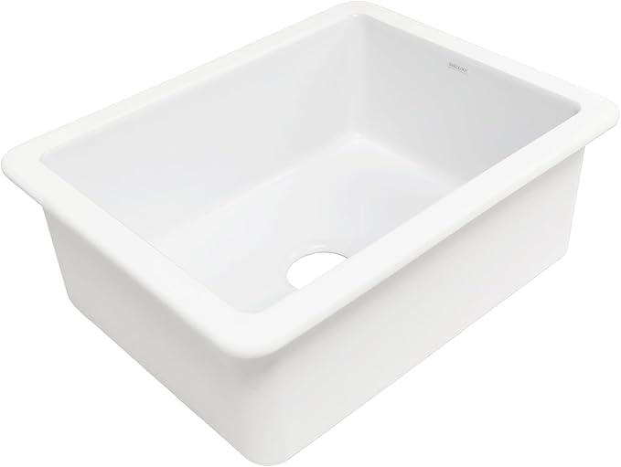 Sinkology Eden Fireclay Undermount Kitchen Sink, Undermount Installation, Surefire Finish (Crisp White, 23")