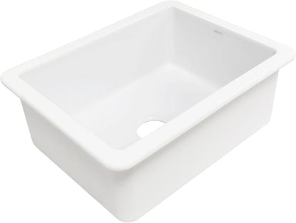 Sinkology Eden Fireclay Undermount Kitchen Sink, Undermount Installation, Surefire Finish (Crisp White, 23")