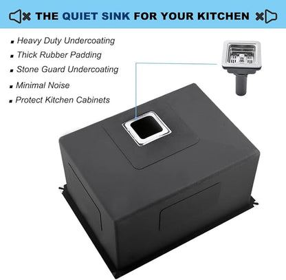 Undermount Laundry Sink, 24 x 19 x 12 Inch 16 Gauge Stainless Steel Deep Single Bowl Undermount Laundry and Utility Sink with Square Drainer