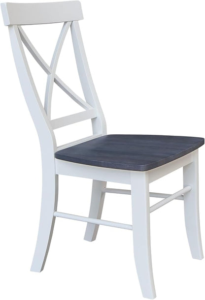 IC INTERNATIONAL CONCEPTS X-Back Solid Wood Chair - Set of 2 Chairs in White/Heather Gray