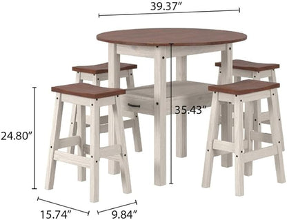 Furniture Dash - Kitchen Island with Seating - Dining Room Table Set for 4 - Small Dining Table Set for 4 - Counter Height Table - Kitchen & Dining Room Sets - 39" W x 39" D x 35.43" H - Farm Range