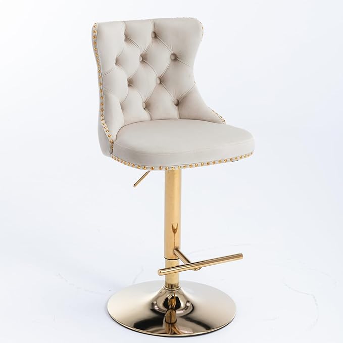 Modern Dining Chair with Back, Sturdy Stable Kitchen Side Chair Set for Home Pub Restaurant Living Room and Kitchen Island, Easy Assembly Mid-Century Luxury Furniture,Beige-Foam-setof2