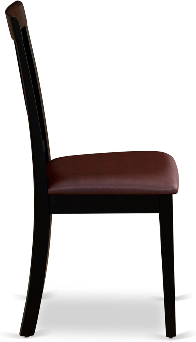East West Furniture ANTI5-BLK-LC 5 Piece Dining Table Set for 4 Includes a Round Kitchen Table with Pedestal and 4 Faux Leather Upholstered Dinette Chairs, 36x36 Inch, Black & Cherry