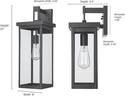 ML Lighting | Barkeley Collection | 42602-PBZ | 22" Modern One Bulb Outdoor Steel Medium Wall Sconce | Anti-Rust Powder Coat Bronze with Clear Glass Shade | Exterior Ambient Light for Safety