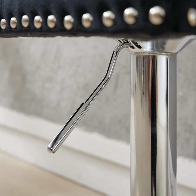 Set of 2 Thick Chrome Swivel Velvet Barstools,Adjustable 25-33" Height,with17.7 Base,Sponge&Spring Seat,for Home Pub&Kitchen Island(Blue) (Black + Velvet + Foam-1)