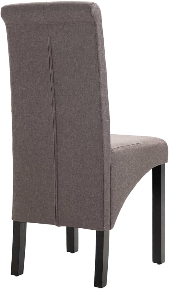 Set of 2 Taupe Fabric Dining Chairs with Solid Rubber Wood Frame Ergonomic Support Comfortable Seating for Dining Room Kitchen and Home Decor