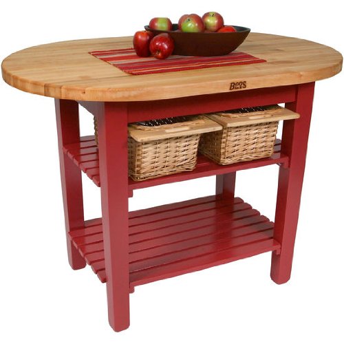 John Boos Eliptical C-Table Kitchen Island Base Finish: Barn red, Shelves: Not Included