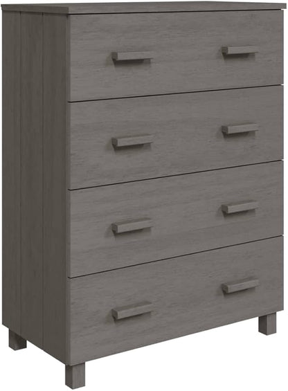 Light Gray Solid Pine Wood Sideboard, Modern MDF Medium Buffet Cabinet with 4 Drawers, 15.7x31.1x40.7 Inch Storage for Living Room, Dining Room Kitchen Furniture