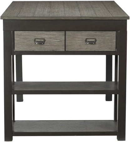 Counter Height Dining Table with Storage Drawers and Open Shelf for Kitchen Island Use