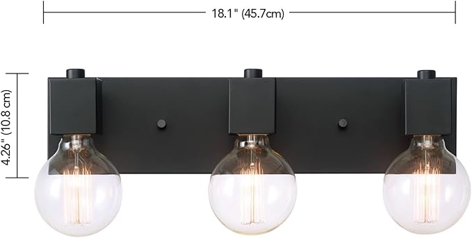 GLOBE Electric 63000005 18" 3-Light Vanity Light, Matte Black