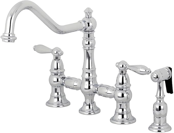 Kingston Brass KS3271ALBS Kitchen Faucet with Side Sprayer, Polished Chrome