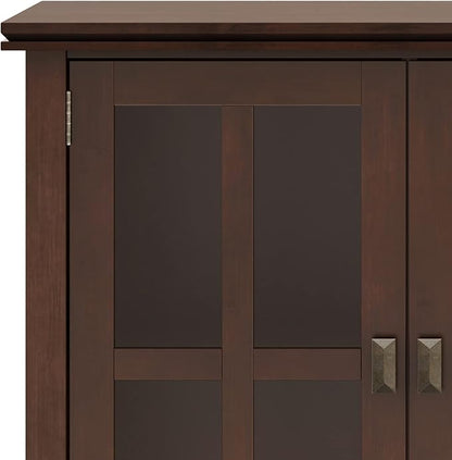 SIMPLIHOME Artisan SOLID WOOD 66 Inch Wide Contemporary Wide 4 Door Storage Cabinet in Russet Brown, For the Living Room, Entryway and Family Room