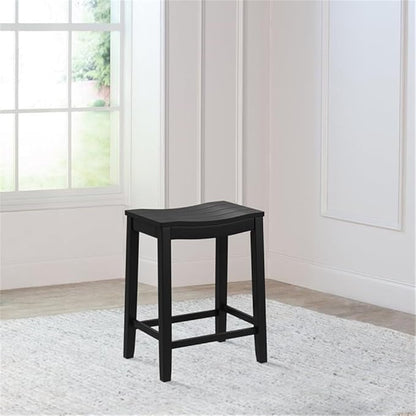 Hillsdale Fiddler Wood Backless Counter Height Stool with Saddle-Style Seat, Black