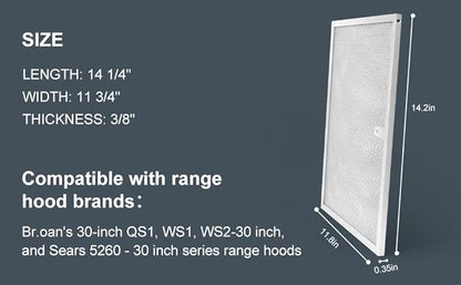BPS1FA30 Range Hood Grease Filter 11-3/4" x 14-1/4" (4-Pack) Multi-layer Aluminum Mesh Filter,Replaces 99010299 NuTone Allure 30" WS1 QS2 and Broan QS1 30" by oneket