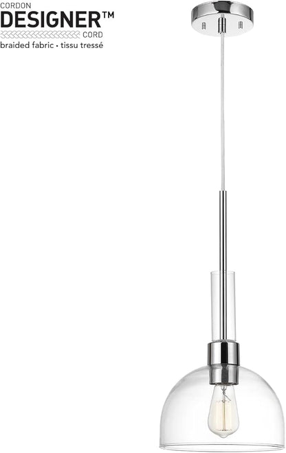 Globe Electric 60896 Tai 1-Light Pendant, Chrome, Clear Glass Shade, Bulb Not Included (Pack of 2)