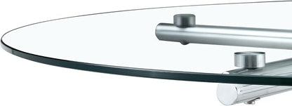36" Round Counter Height Table, Tempered Glass Top with Silver Metal Base, Modern Pub Table for Kitchen, Bar & Small Spaces