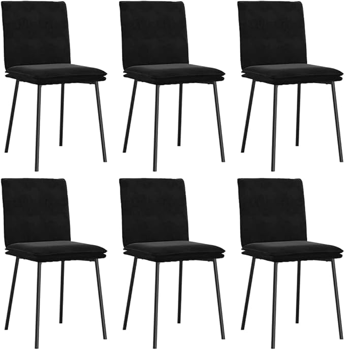 6-Piece Black Velvet Dining Chairs Set with Metal Wood Frame, Modern Farmhouse Kitchen Living Room Furniture, Comfortable Accent Chairs for Dining Room Vanity Bedroom