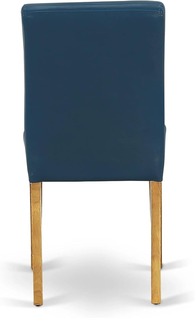 East West Furniture ABP4T55 Abbott Parson Kitchen Chairs - Oasis Blue Faux Leather Padded Dining Chairs, Set of 2, Oak
