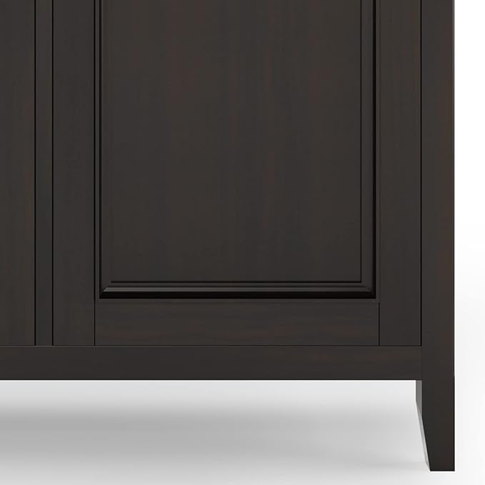 SIMPLIHOME Amherst 60-inch Wide Solid Wood 3-Door Storage Cabinet in Hickory Brown, Transitional-Style Buffet Sideboard for Living Room, Dining Room or Entryway