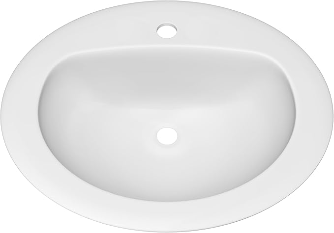 PROFLO PF20171 Rockaway 20-1/2" Oval Vitreous China Drop In Bathroom Sink with Overflow and 1 Faucet Hole at 0" Centers - White