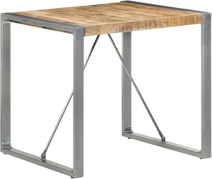 Small Dining Table Square Rough Mango Wood 31.5x31.5x29.5 Inch Industrial Kitchen Island Table Indoor Counter Height Furniture for Dining Room Apartment