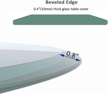 24" Round 3/8" Inch Thick Tempered Glass Table Top - Beveled Edge Clear
