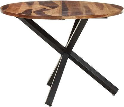 Solid Acacia Wood Round Dining Table, Honey Finish, 39.4 Inch Diameter, Seats 4 People, Durable Kitchen Table for Dining Room & Dinner Meals
