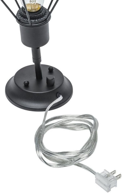 GLOBE Electric 65291 1-Light Plug-in or Hardwire Industrial Cage Wall Sconce, Matte Black Finish, On/Off Rotary Switch, 6ft Clear Cord, Wall Lights for Bedroom, Bulb Not Included