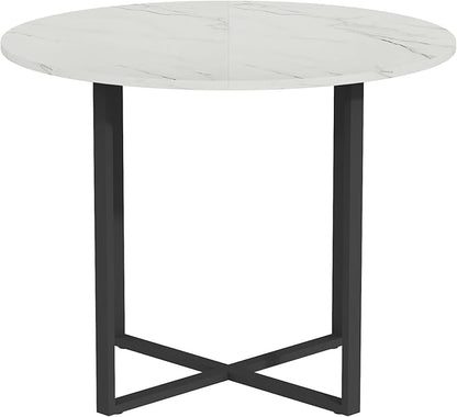 Round Dining Table Set for 4, Round Dining Room Table Set for 4 with Metal Leg and 4 Chair, Small Dining Table Set for 4, Kitchen Island with Seating for Small Spaces