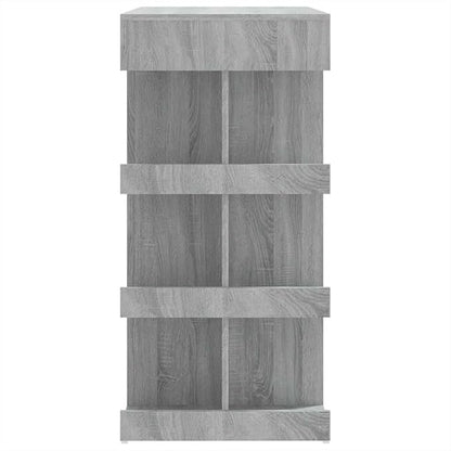 Grey Sonoma Engineered Wood Bar Table with Storage Racks, 39.4 x 19.7 Inches, Wall-Mounted Design for Dining and Entertainment Areas, Includes Three Storage Shelves