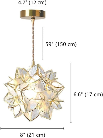 Glass Flower Pendant Lights Floral Petal Light Fixture Modern Hanging Lamp 7 Inch Mini Pendant Lighting for Kitchen Island - Green Textured Glass Shade