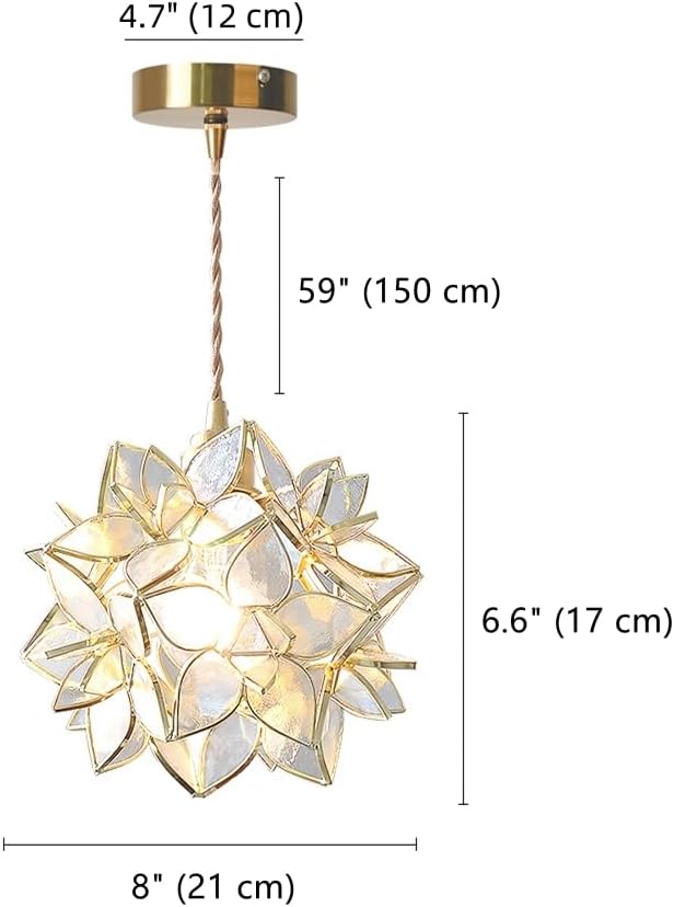 Glass Flower Pendant Light Petals Tiffany Style Stained Glass Ceiling Pendant Light with Pink Lampshade