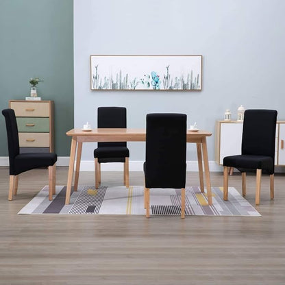 Modern Fabric Dining Chairs Set of 4 Black Wooden Frame - Sturdy Kitchen and Living Room Furniture with Comfortable Seat Height for Home Dining