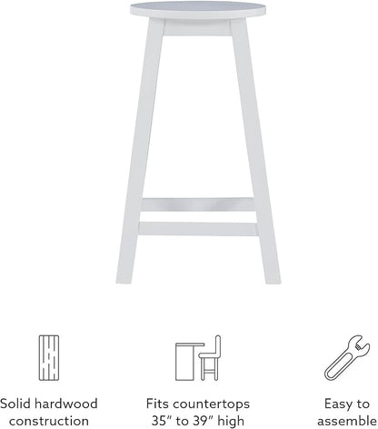 Linon Zeke White 24" Counter Stool with Round Seat