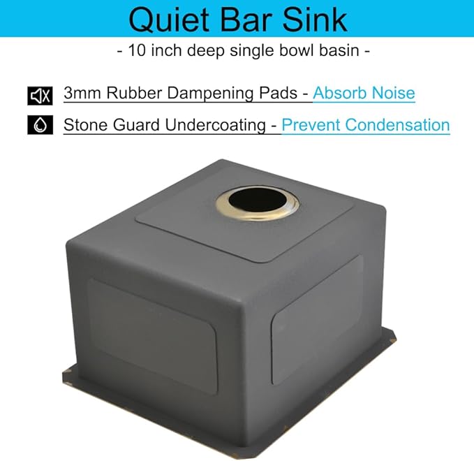 Gold Bar Sink, 13 x 15 Inch Undermount Kitchen Sink Small Wet Bar Prep 16 Gauge Stainless Steel RV Kitchen Single Bowl Basin