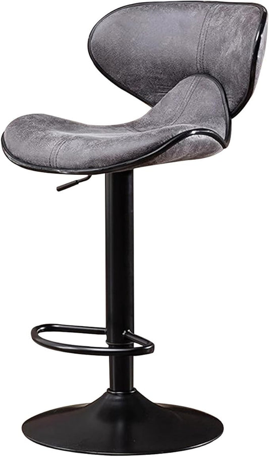Counter Height Stools Faux Leather, Adjustable Swivel Kitchen Island Chair with Backs, Retro Chairs for Coffee Home Dinning,Grey-Sitting Height 6280cm