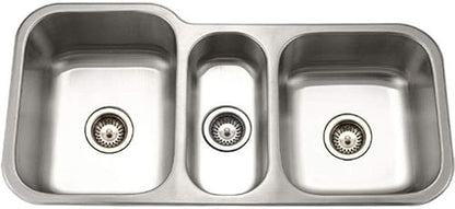 Houzer MGT-4120-1 Medallion Gourmet Series Undermount Stainless Steel Triple Bowl Kitchen Sink