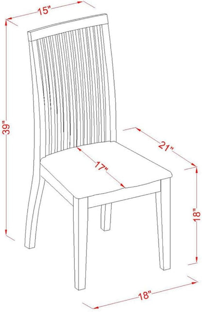 East West Furniture IPC-LWH-W Ipswich Dining Chairs - Slat Back Wood Seat Kitchen Chairs, Set of 2, Linen White