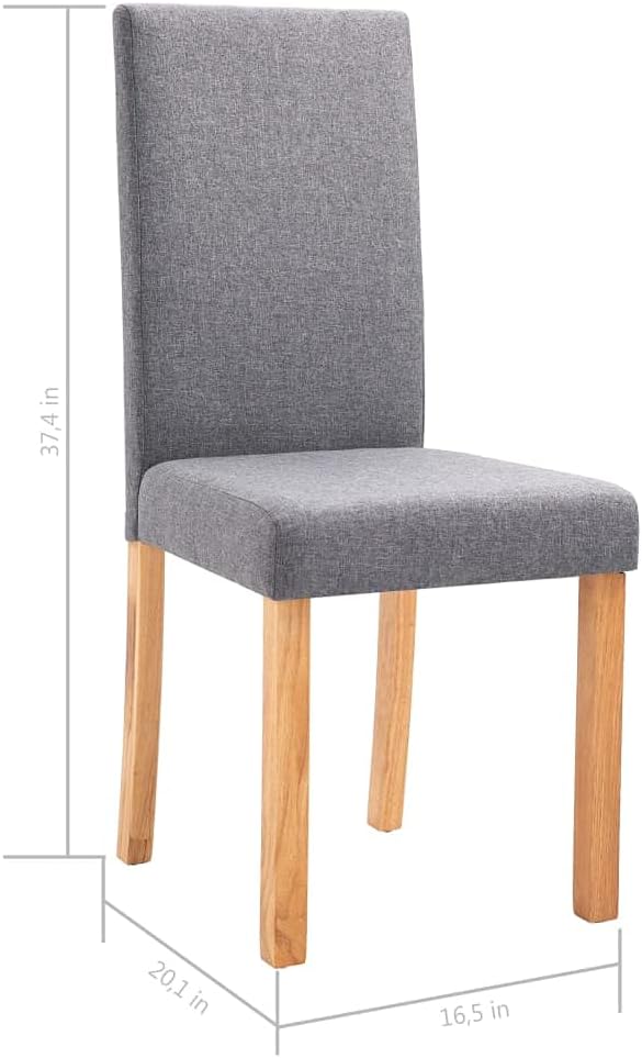 6-Piece Light Gray Fabric Dining Chairs Set with Rubber Wood Frame, Modern Farmhouse Kitchen Furniture, Soft Upholstered Seats and Sturdy Design for Dining Room Kitchen Comedor