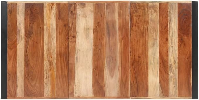 63 inch Dining Table Solid Acacia Wood Brown Rectangular Modern Industrial Style 6 Seater Easy Clean Kitchen & Dining Room Furniture
