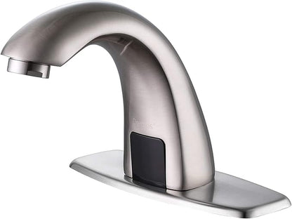 Touchless Bathroom Faucet with Automatic Sensor Function, Bathroom Sink Faucet with Hole Cover Plate, Brushed Nickel